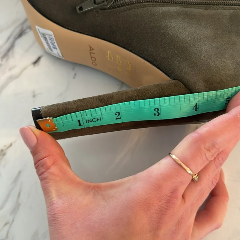 Aldo Over the Knee High Heel Boots Dark Green Suede - Picture 10 of 11